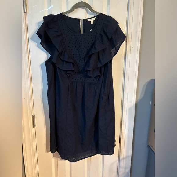Terra & Sky Navy Ruffle Sleeve Eyelet Dress 1X BNWT - Picture 1 of 5